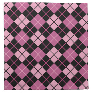 Argyle Pattern in Black and Pink Napkin