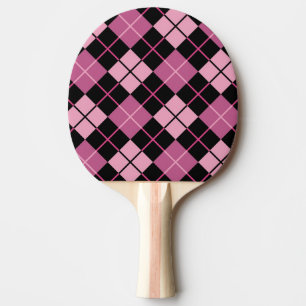 Argyle Pattern in Black and Pink Ping-Pong Paddle