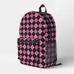 Argyle Pattern in Black and Pink Printed Backpack
