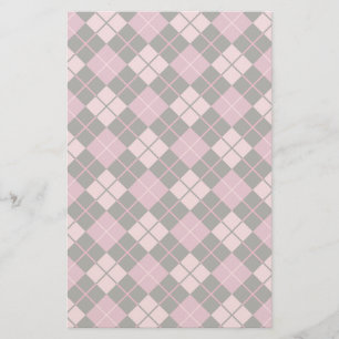 Argyle Pattern in Black and Pink Stationery