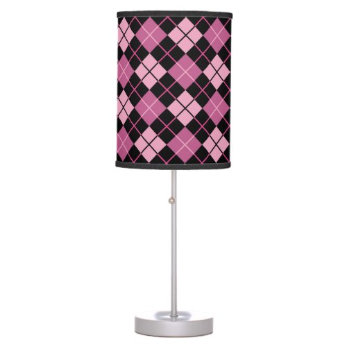 Argyle Pattern in Black and Pink Table Lamp