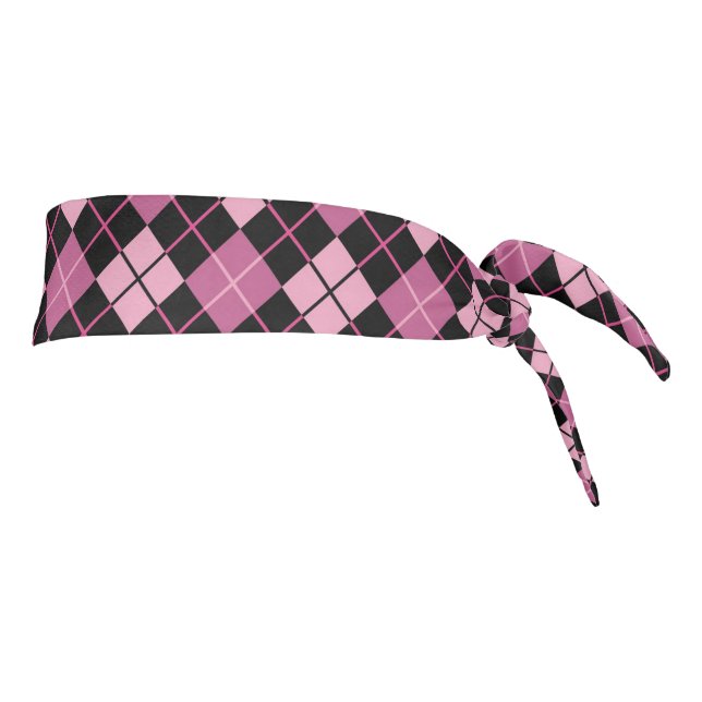 Argyle Pattern in Black and Pink Tie Headband (Rotate 90)