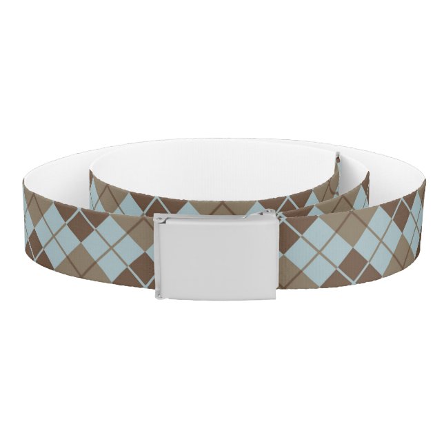 Argyle Pattern in Blue and Taupe Belt (Coil)