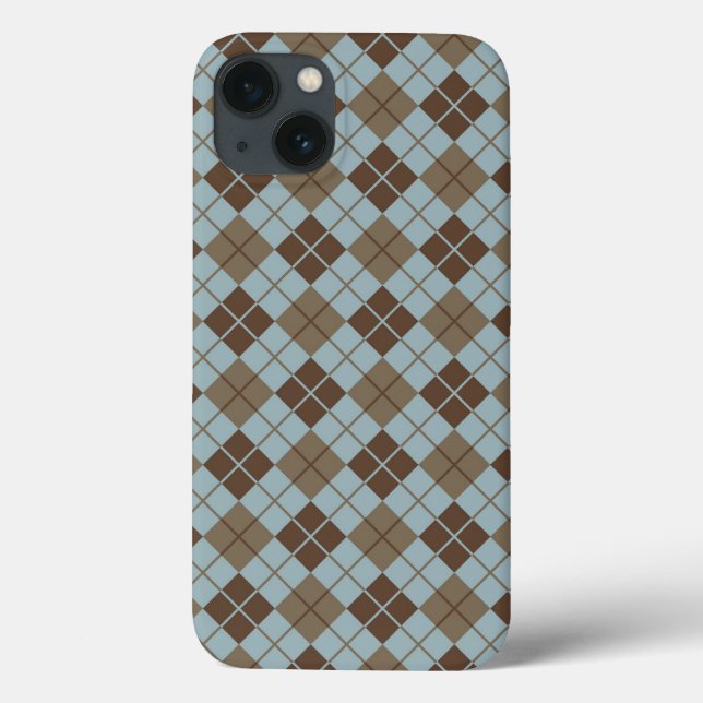 Argyle Pattern in Blue and Taupe Case-Mate iPhone Case (Back)