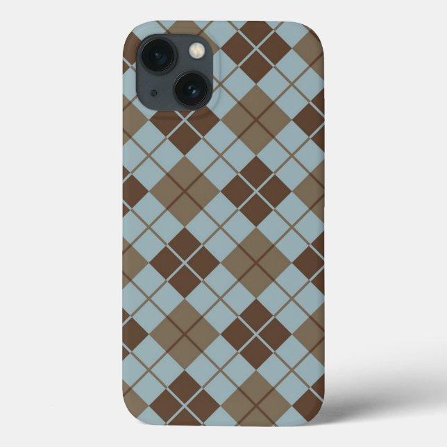 Argyle Pattern in Blue and Taupe Case-Mate iPhone Case (Back)
