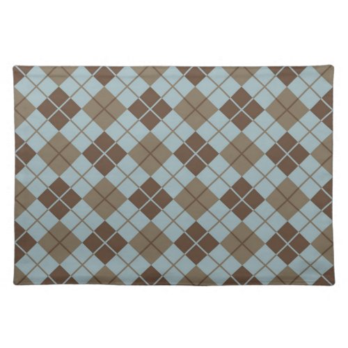 Argyle Pattern in Blue and Taupe Cloth Placemat
