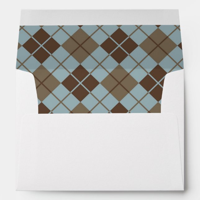 Argyle Pattern in Blue and Taupe Envelope (Back (Bottom))