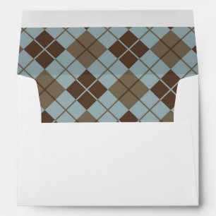Argyle Pattern in Blue and Taupe Envelope