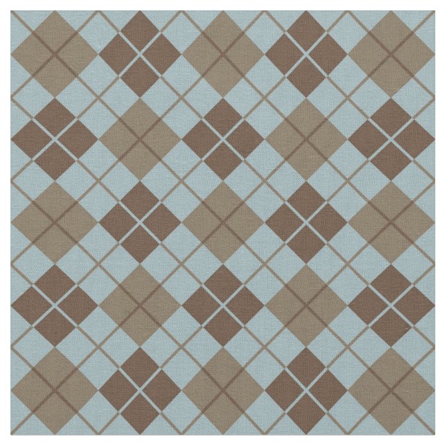 Argyle Pattern in Blue and Taupe Fabric (Close Up)
