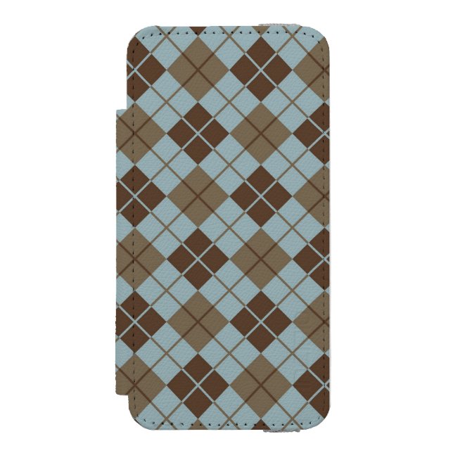 Argyle Pattern in Blue and Taupe Incipio iPhone Wallet Case (Folio Front)