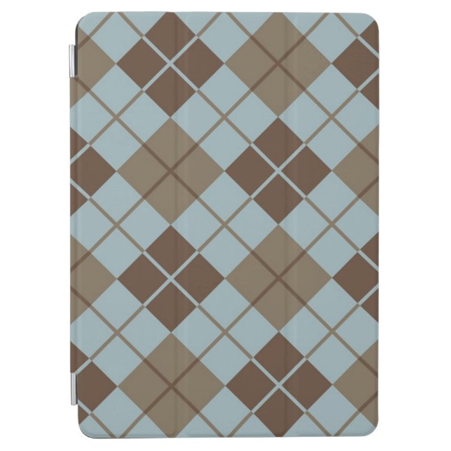 Argyle Pattern in Blue and Taupe iPad Air Cover (Front)