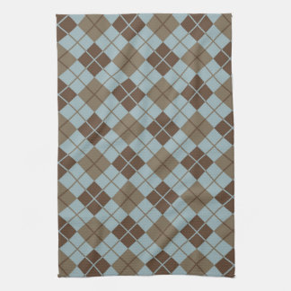 Argyle Pattern in Blue and Taupe Kitchen Towel