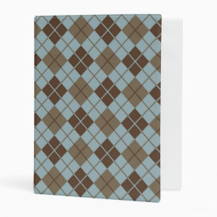 Argyle Pattern in Blue and Taupe Mini Binder