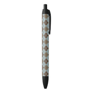 Argyle Pattern in Blue and Taupe Pen