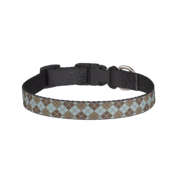 Argyle Pattern In Blue And Taupe Pet Collar by boutiquey at Zazzle