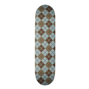 Argyle Pattern in Blue and Taupe Skateboard Deck
