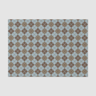 Argyle Pattern in Blue and Taupe Tissue Paper