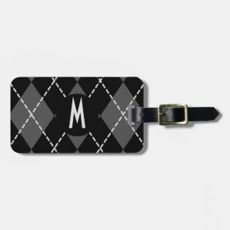 Argyle Pattern Monogram Luggage Tag