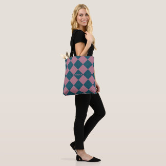 Argyle pattern name ocean blue pink tote bag