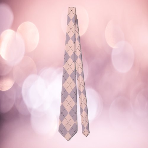 Argyle Pattern Pink and Purple Neck Tie