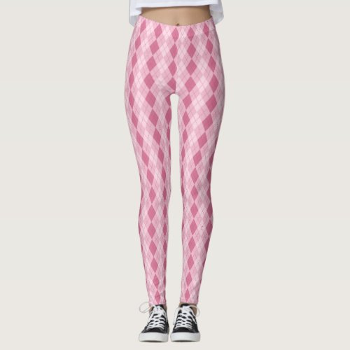 Argyle Pattern _ Pink Leggings