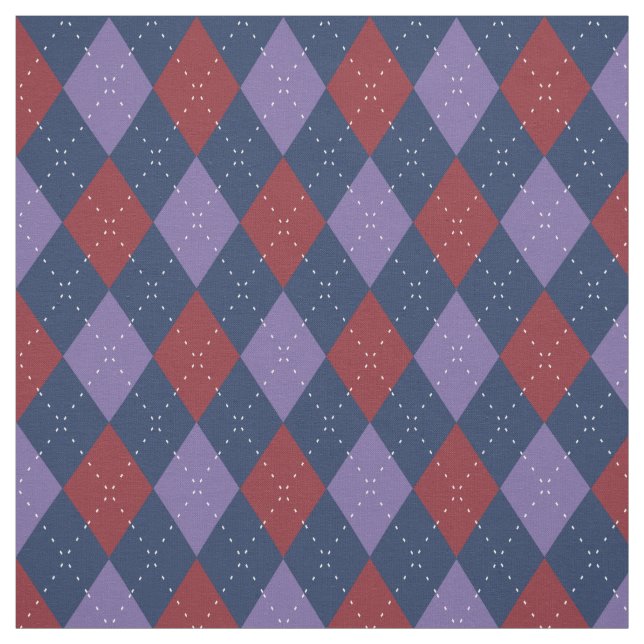 Argyle Pattern Purple and Red Fabric (Swatch)
