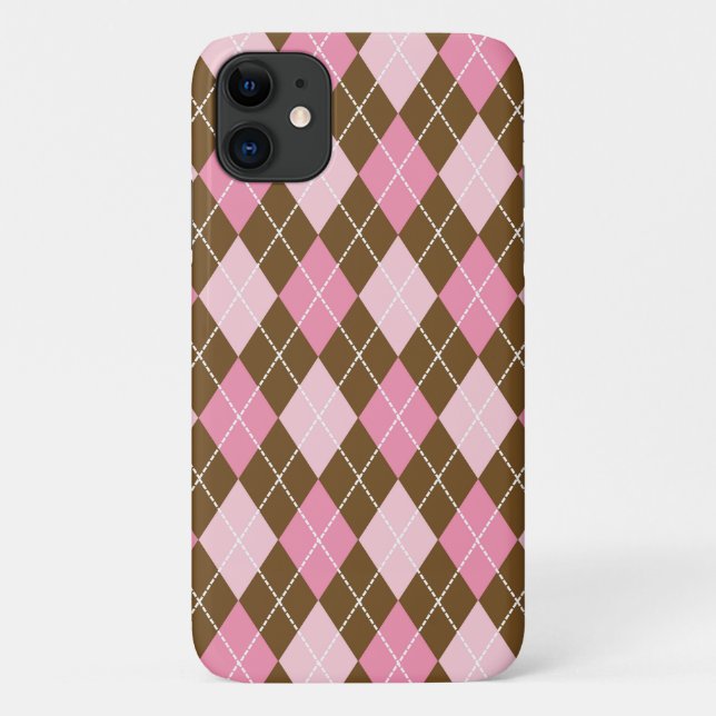 Argyle Pattern, Rhombus Pattern, Pink Argyle Case-Mate iPhone Case (Back)