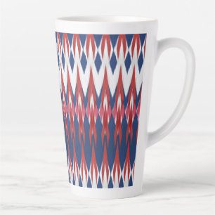 Argyle Pattern White Blue Red Ikat Technique Latte Mug