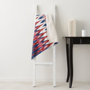 Argyle Pattern White Blue Red Ikat Technique Sherpa Blanket
