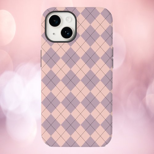 Argyle Pink and Purple Pattern Case_Mate iPhone 14 Case