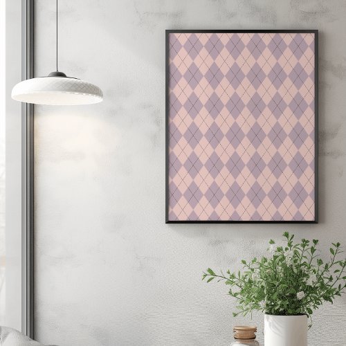 Argyle Pink and Purple Pattern Poster