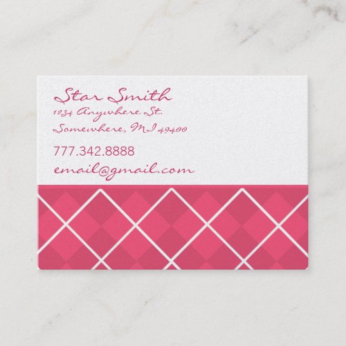 Argyle Pink and  Raspberry Business Card