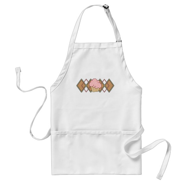 Argyle Pink Cupcake Adult Apron (Front)