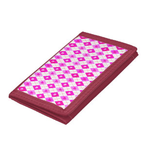 Argyle Pink Diamonds Hearts Pattern-84700 Trifold Wallet