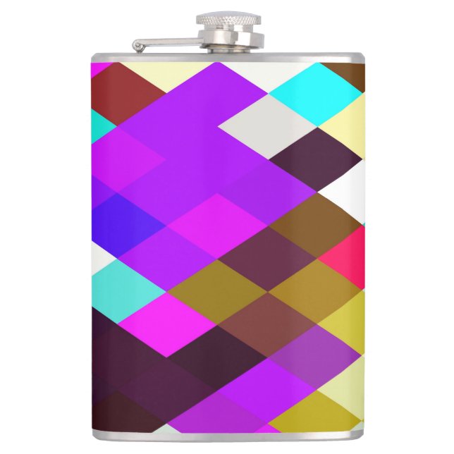 Argyle Pixels Purples Flask (Front)