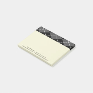Argyle Plaid Black Gray Pattern Simple Men's Post-it Notes
