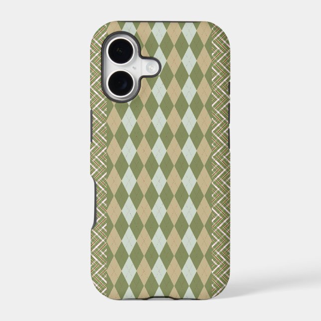 Argyle Plaid Olive Iphone Case (Back)