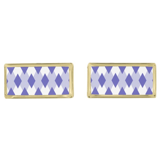 Argyle Plaid Pattern_4A46B0 Gold Cufflinks (Front)