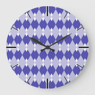 Argyle Plaid Pattern_4A46B0 Large Clock