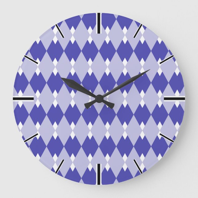 Argyle Plaid Pattern_4A46B0 Large Clock (Front)