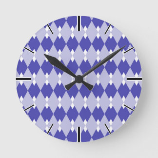Argyle Plaid Pattern_4A46B0 Round Clock