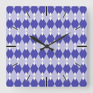 Argyle Plaid Pattern_4A46B0 Square Wall Clock