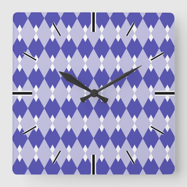 Argyle Plaid Pattern_4A46B0 Square Wall Clock (Front)