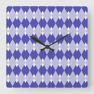 Argyle Plaid Pattern_4A46B0 Square Wall Clock