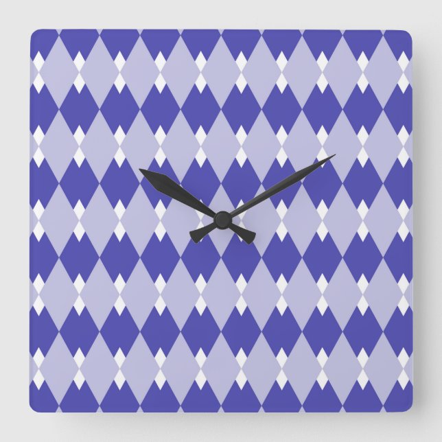 Argyle Plaid Pattern_4A46B0 Square Wall Clock (Front)
