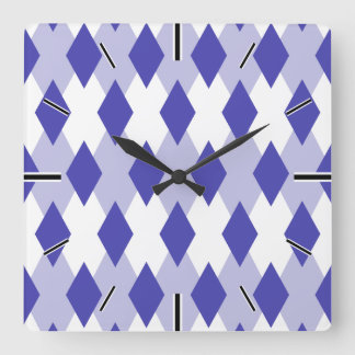 Argyle Plaid Pattern_4A46B0 Square Wall Clock