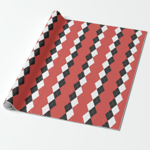 Argyle plaid. Scottish pattern in white, black an Wrapping Paper