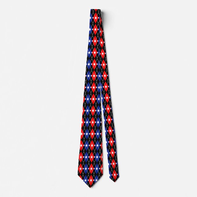Argyle Red, White, and Blue Neck Tie (Front)