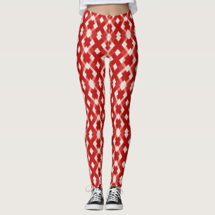 Argyle, red white pink Valentine's day Leggings