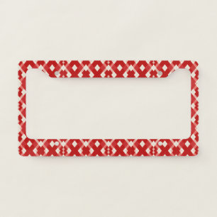 Argyle, red white pink Valentine's day License Plate Frame